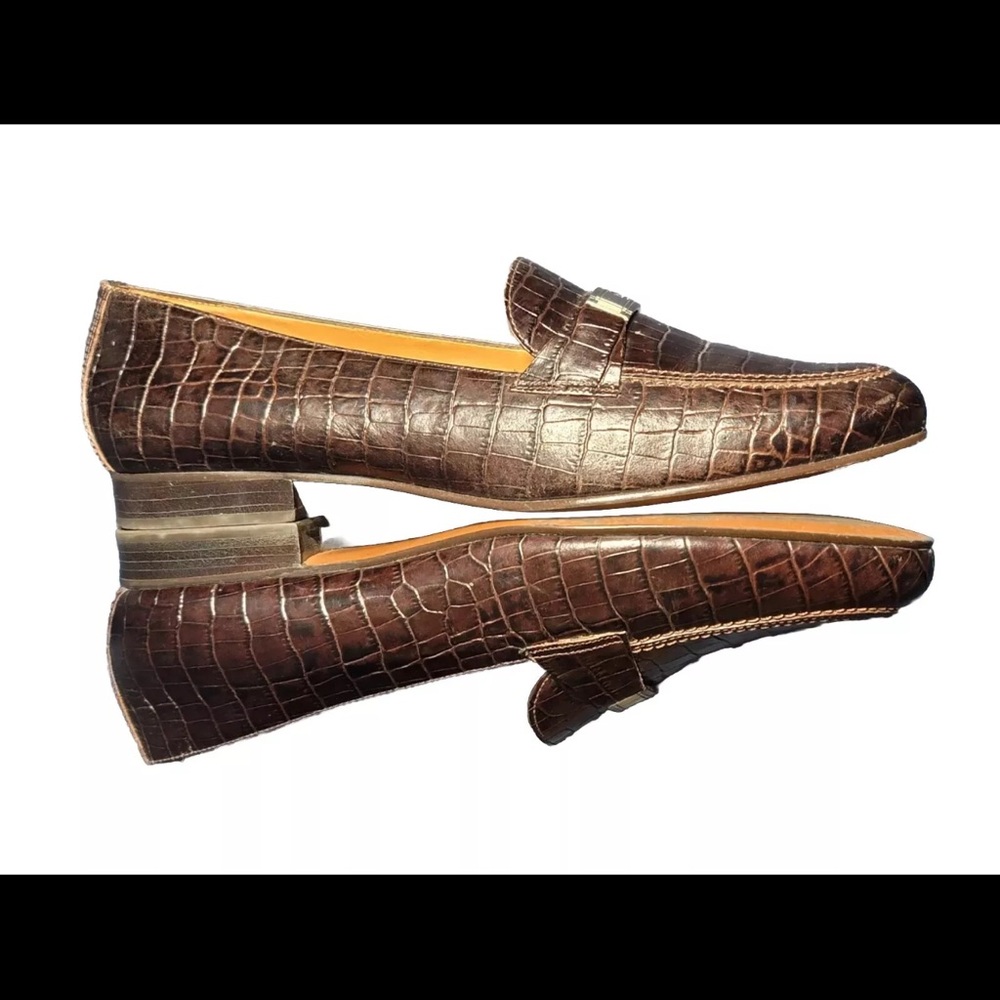 Ralph Lauren Women's  Dark Brown Leather Penny Loafers Size 11 Slip On Flats